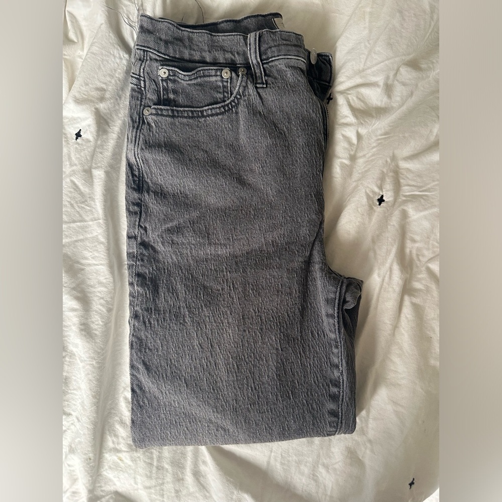 Madewell black curvy perfect vintage Jean with frayed hem